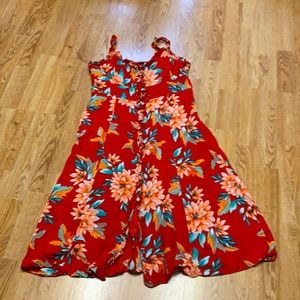 Forever 21 red granny floral midi dress, size large.